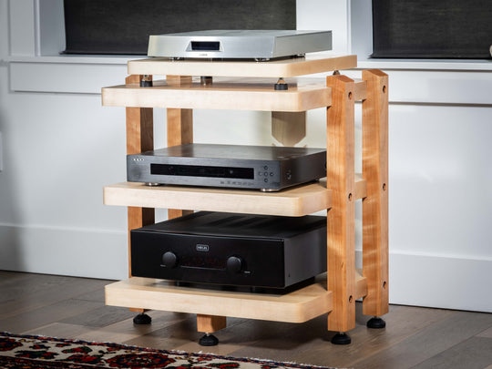 ECHELON II Audio Rack – Maple Shelves with Cherry Legs
