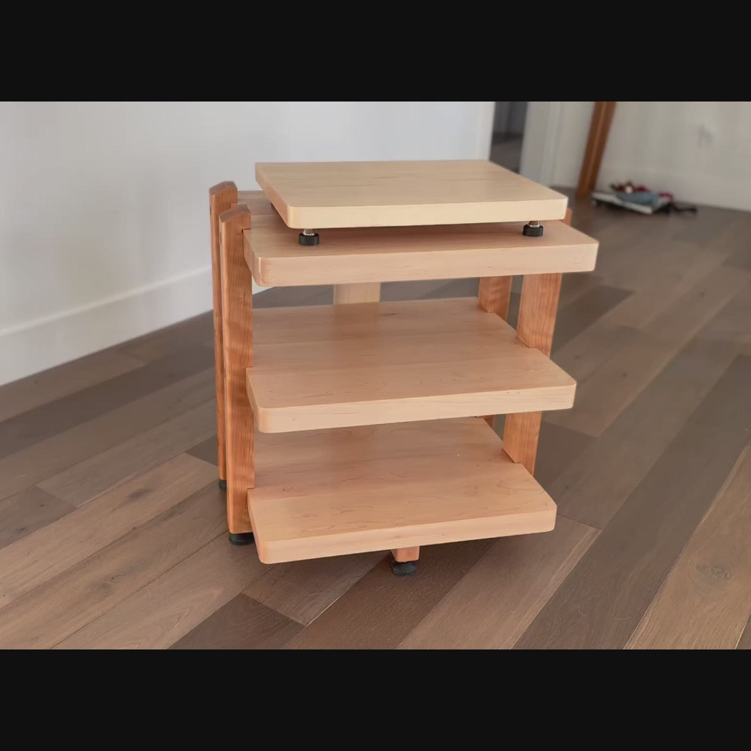 ECHELON II Audio Rack – Maple Shelves with Cherry Legs