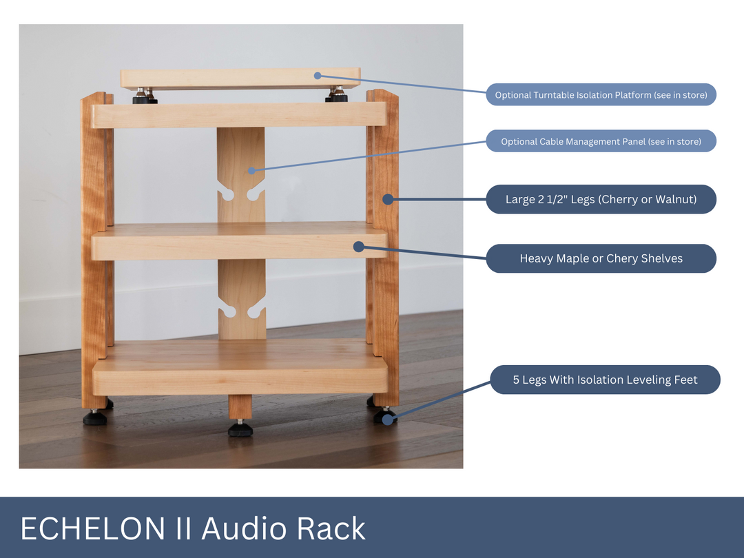 ECHELON II Audio Rack – Maple Shelves and Cherry Legs