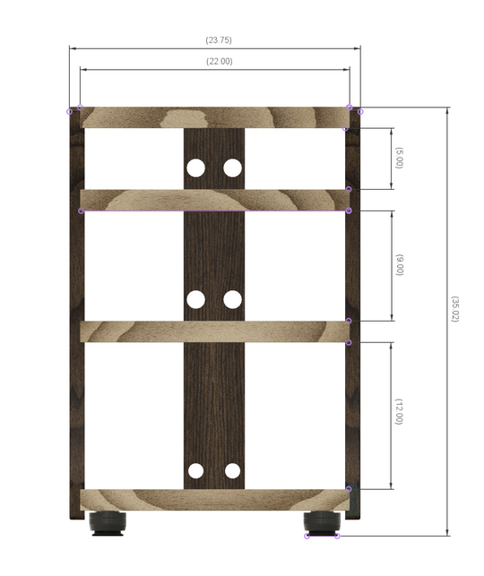 Reserved for Customer: 4-Shelf CONTOUR Audio Rack in Black Limba