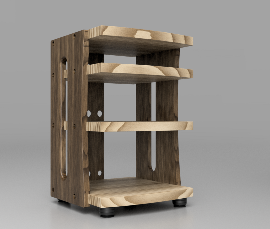 Reserved for Customer: 4-Shelf CONTOUR Audio Rack in Black Limba
