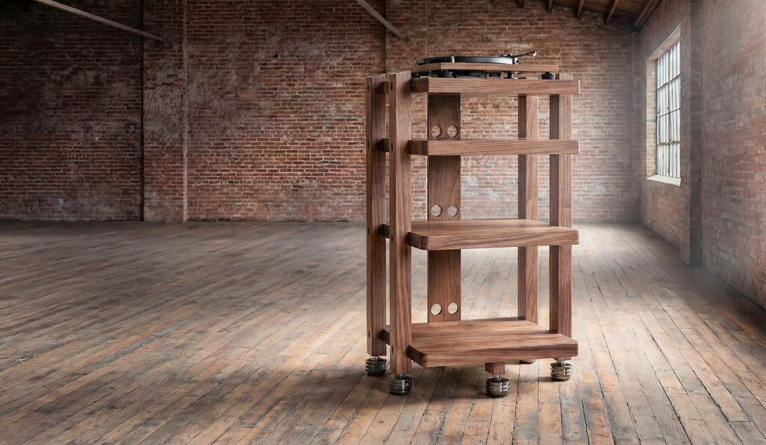 ECHELON HD Audio Rack in Walnut with IsoAcoustic GAIA-TITAN Feet
