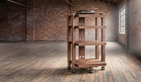 ECHELON HD Audio Rack in Walnut with IsoAcoustic GAIA-TITAN Feet