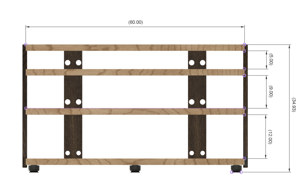Reserved for Customer: 60 inch 4-Shelf CONTOUR Audio Rack in Maple