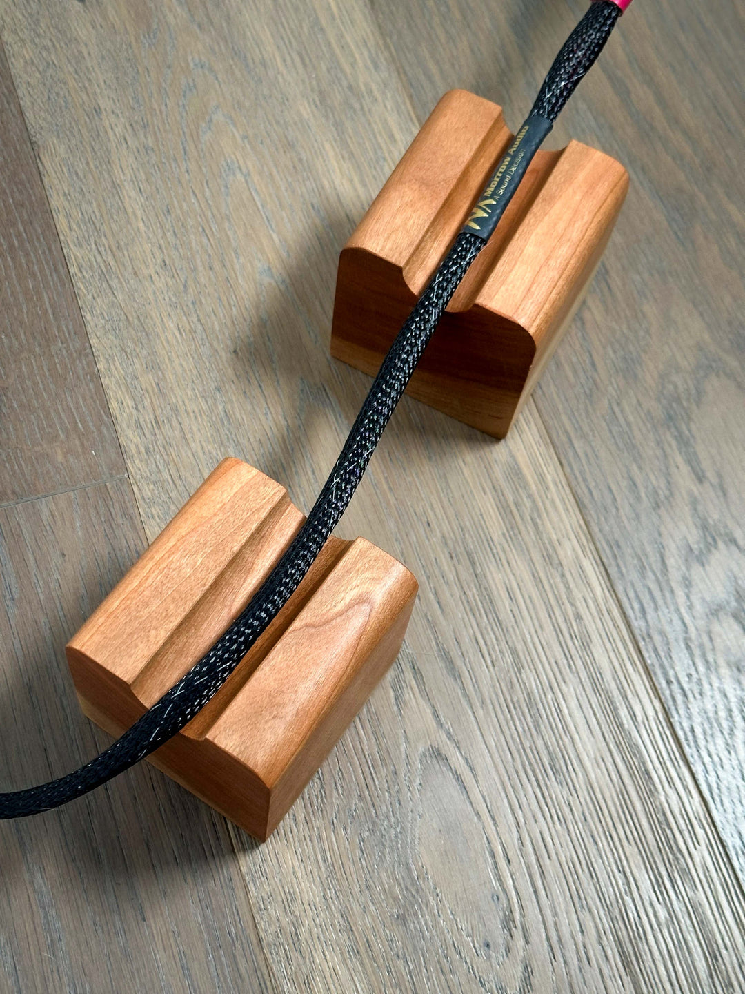 Audio File Cable Risers Solid Hardwood Cherry Cable Risers- Set of 3 – Deep Lake Audio