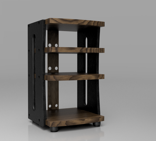 Reserved for Customer: 4-Shelf Contour Audio Rack and 2 Custom Speaker Stands