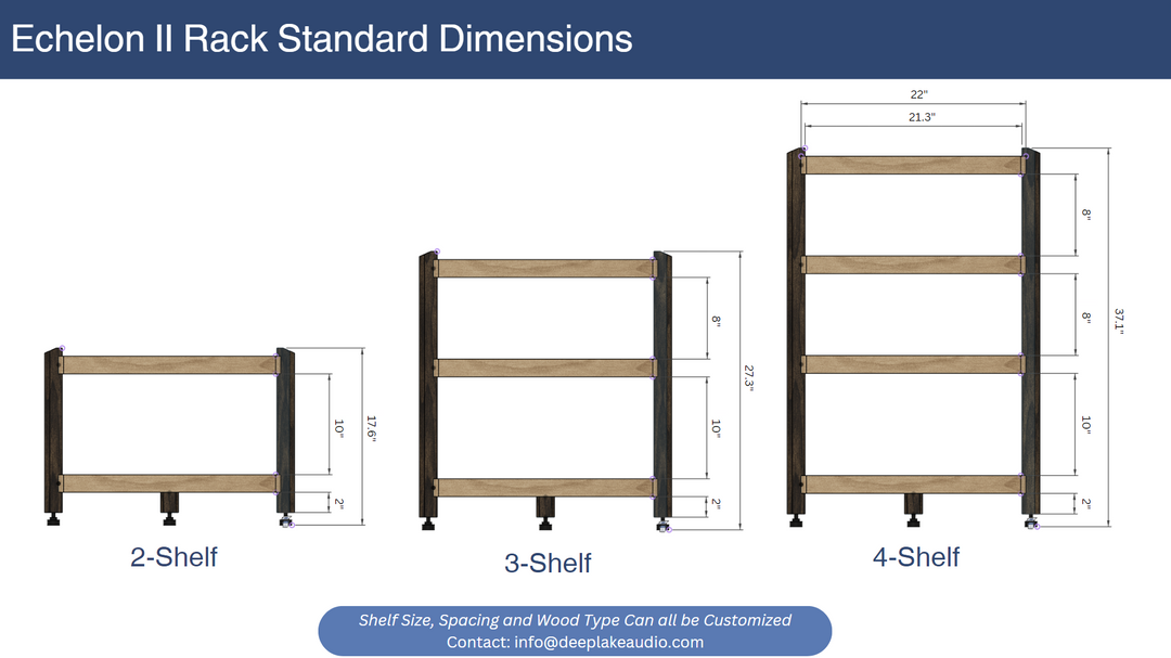 ECHELON II Audio Rack – Walnut Shelves & Black Ash Legs