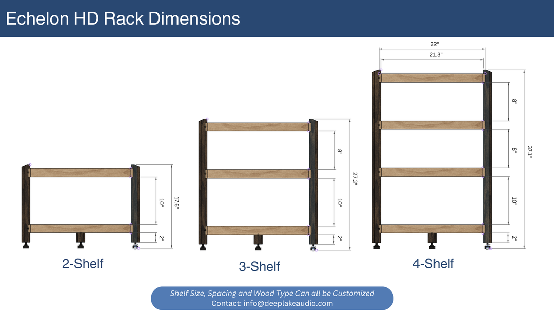 Audio Rack Sizes *NEW* ECHELON HD Audio Rack – Maple Shelves & Cherry Legs – Deep Lake Audio