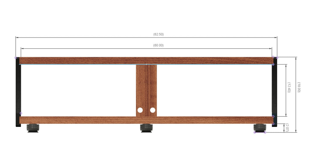 Reserved for Customer: 2-Shelf 60-inch CONTOUR Audio Rack in Sapele