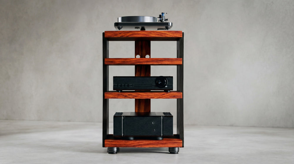 CONTOUR Audio Rack - African Padauk with Black Ash Sides
