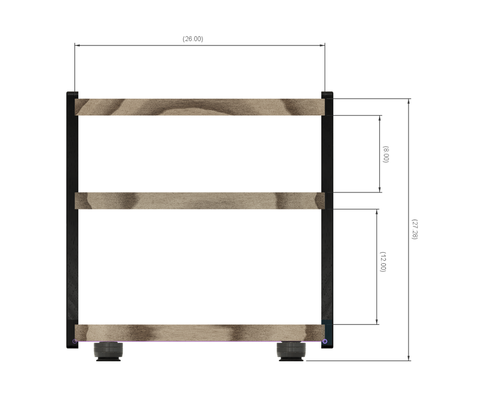 Reserved for Customer: 3-Shelf Contour Audio Rack in Black Limba