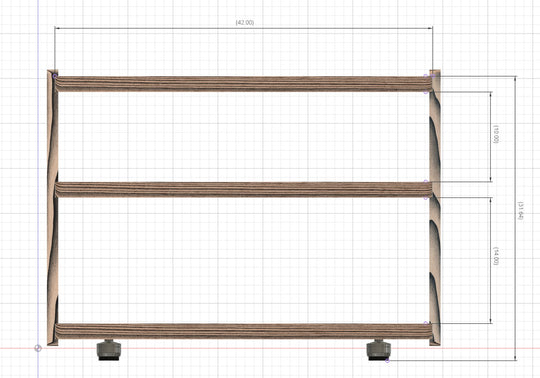 Reserved for Customer: 3-Shelf 44" Custom Audio Rack in Black Limba