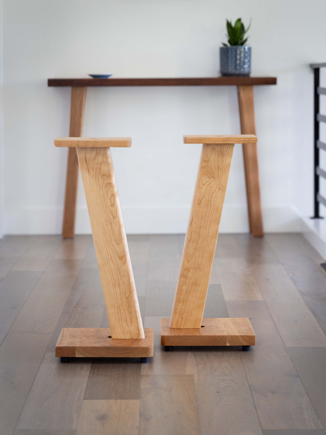 STRATUS Hardwood Cherry with Walnut Inlay Speaker Stands (2)