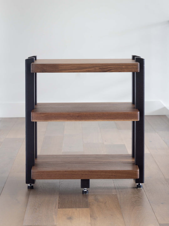 ECHELON II Audio Rack – Walnut Shelves & Black Ash Legs