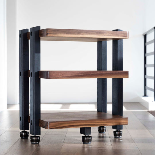 ECHELON II Audio Rack – Walnut Shelves & Black Ash Legs