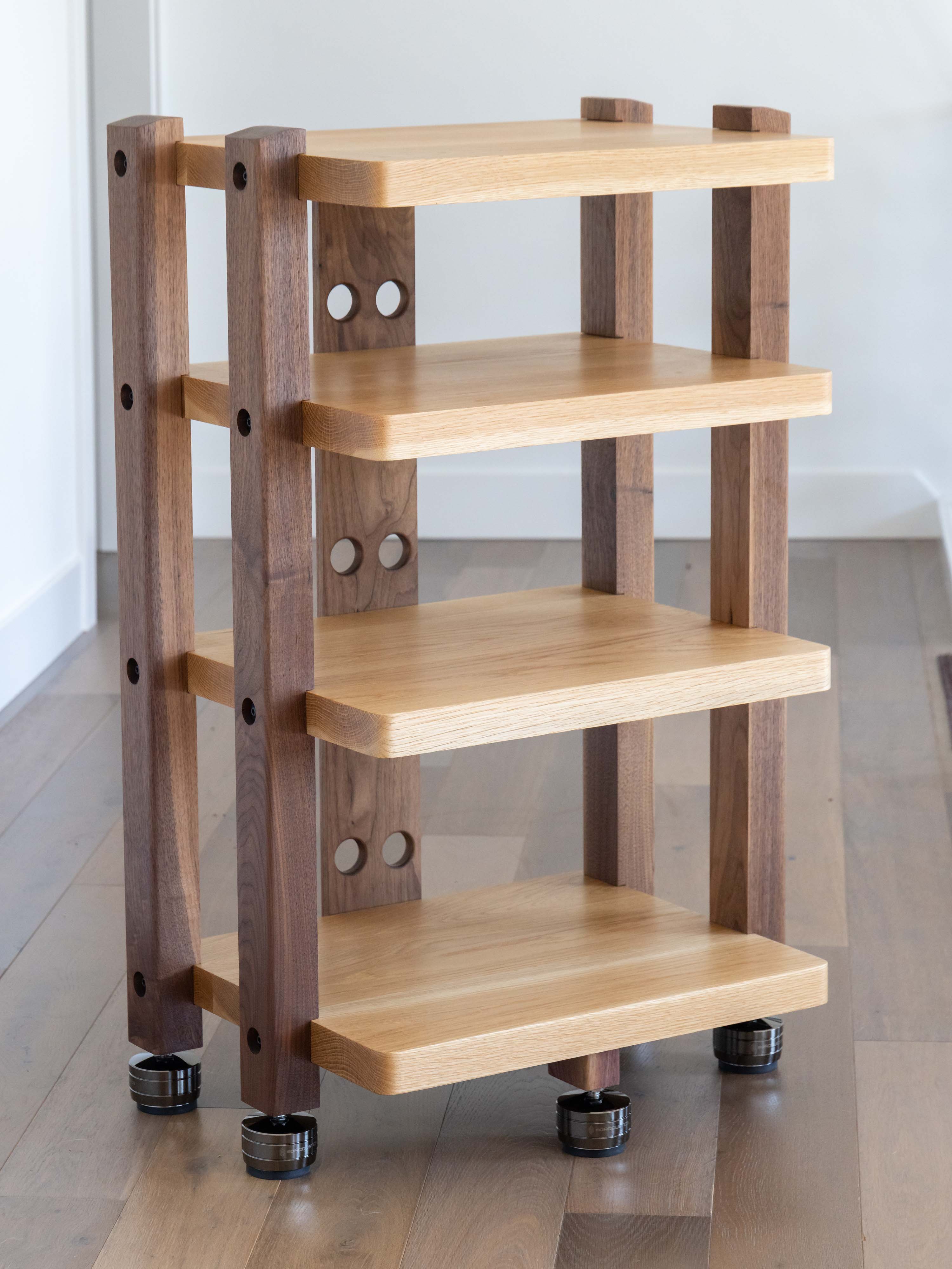 ECHELON HD Audio Rack in White Oak with IsoAcoustic GAIA-TITAN