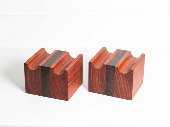 Large 2-slot African Padauk and Wenge Cable Risers - Set of 2