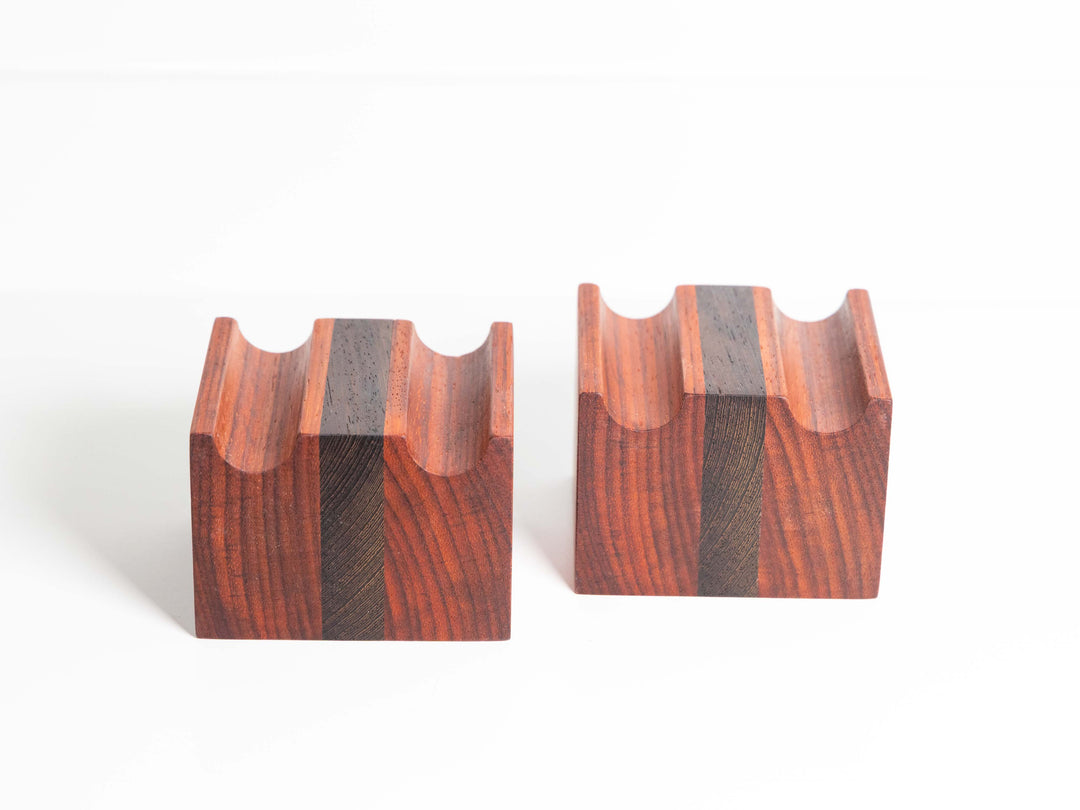 Large 2-slot African Padauk and Wenge Cable Risers - Set of 2