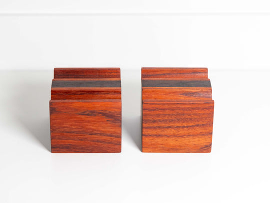Large 2-slot African Padauk and Wenge Cable Risers - Set of 2
