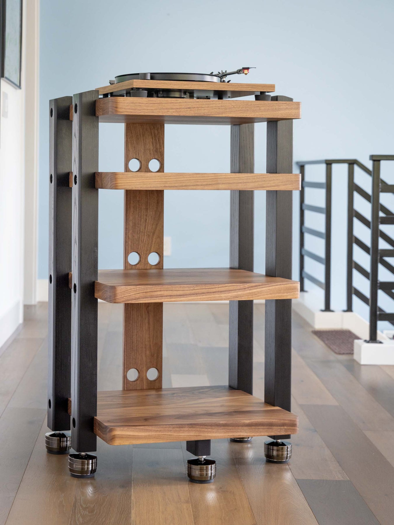 ECHELON HD Audio Rack in Walnut and Black Ash with IsoAcoustic GAIA-TI ...