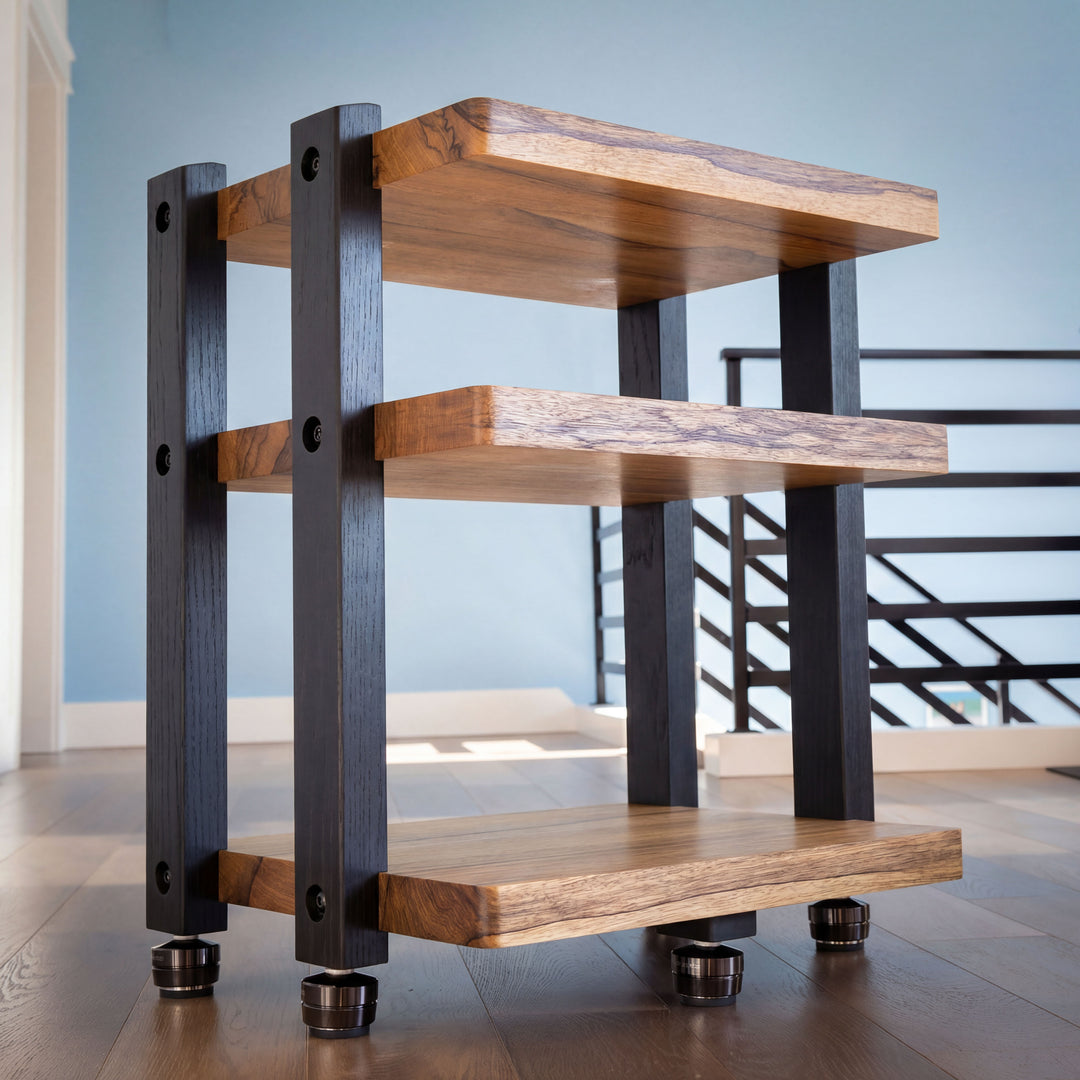 ECHELON II Audio Rack – Black Limba with Black Ash Legs