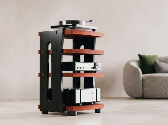 CONTOUR Audio Rack - African Padauk with Black Ash Sides