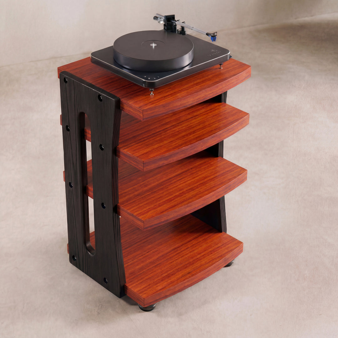 CONTOUR Audio Rack - African Padauk with Black Ash Sides