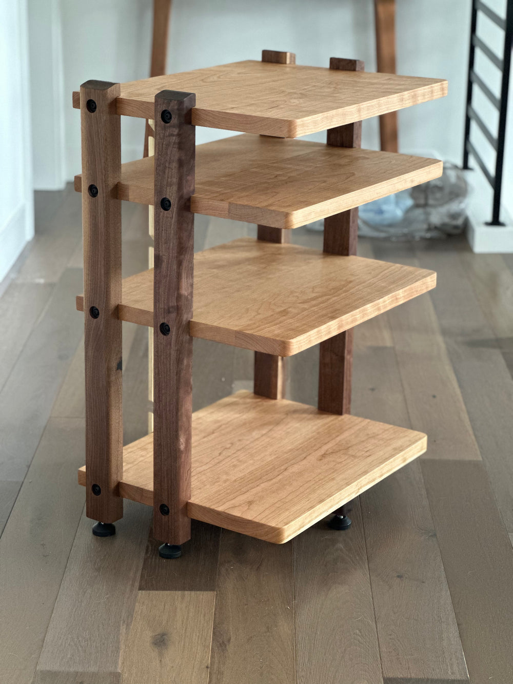 ECHELON II Audio Rack – Cherry Shelves & Walnut Legs