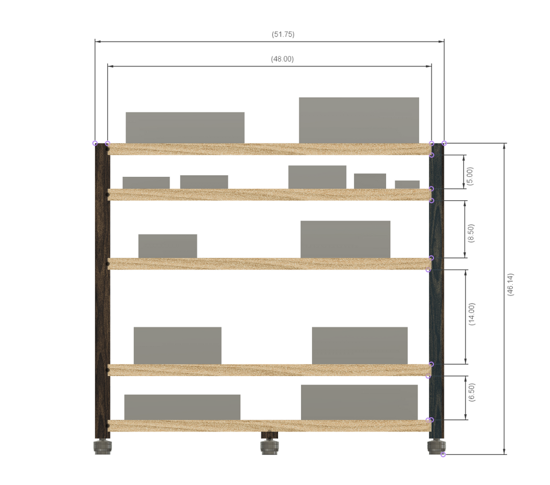 Reserved for Customer: 5-Shelf ECHELON Audio Rack in Ash
