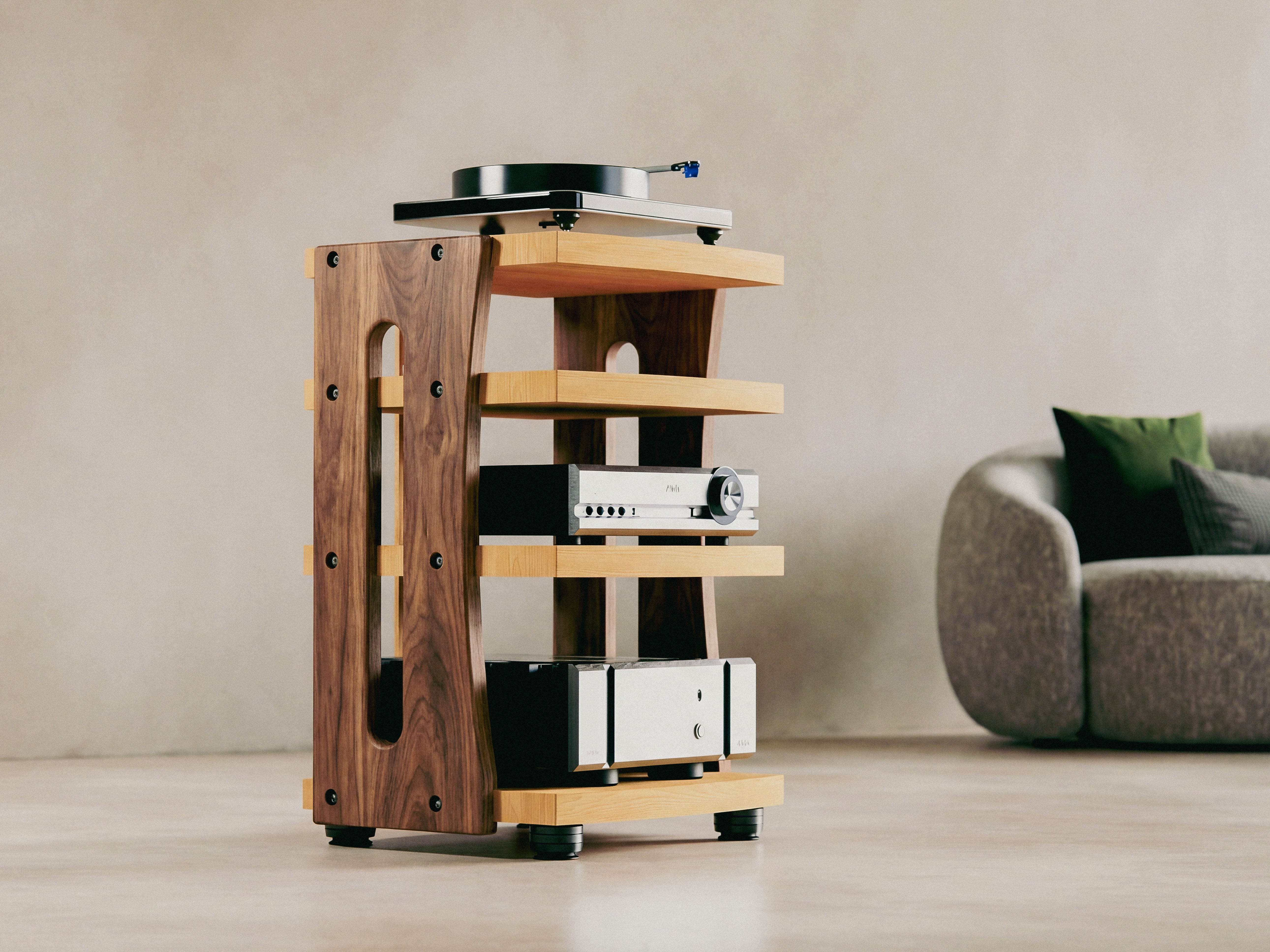 CONTOUR Audio Rack - Maple with Walnut Sides – Deep Lake Audio