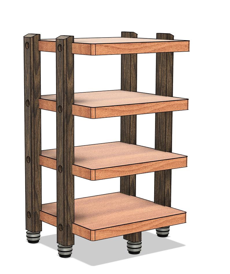 Reserved for Customer: 4-Shelf ECHELON II Audio Rack - Cherry