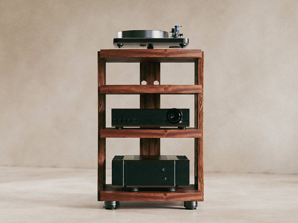 CONTOUR Audio Rack - Sapele with Walnut Sides