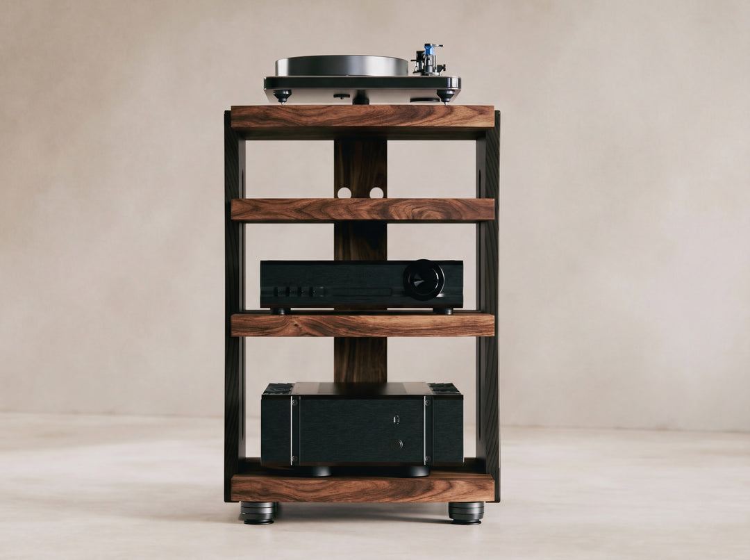 CONTOUR Audio Rack - Walnut with Black Ash Sides