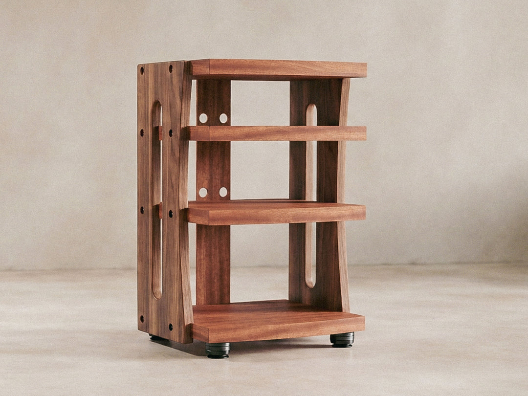 CONTOUR Audio Rack - Sapele with Walnut Sides