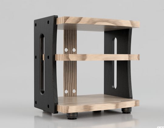 Reserved for Customer: 3-Shelf Contour Audio Rack in Black Limba