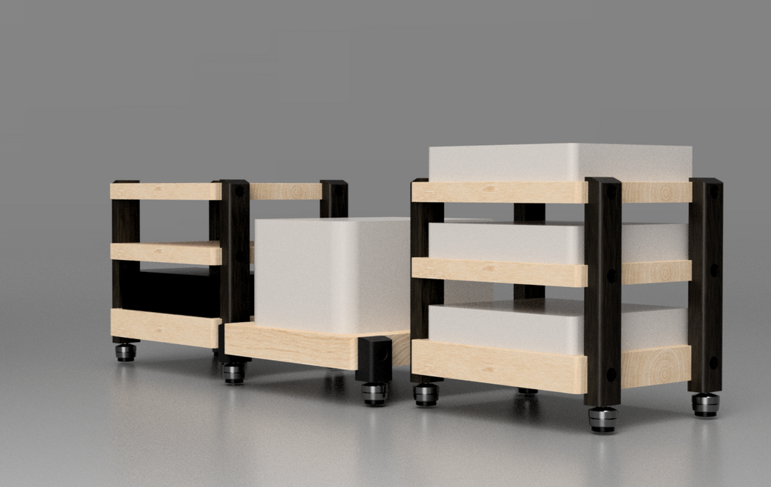 Reserved for Customer: 3-Shelf ECHELON Audio Rack in White Oak (2)