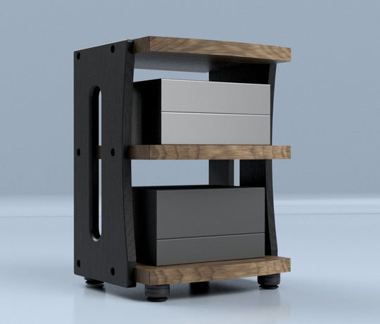 Reserved for Customer: 3-Shelf 22-inch CONTOUR Audio Rack in Walnut
