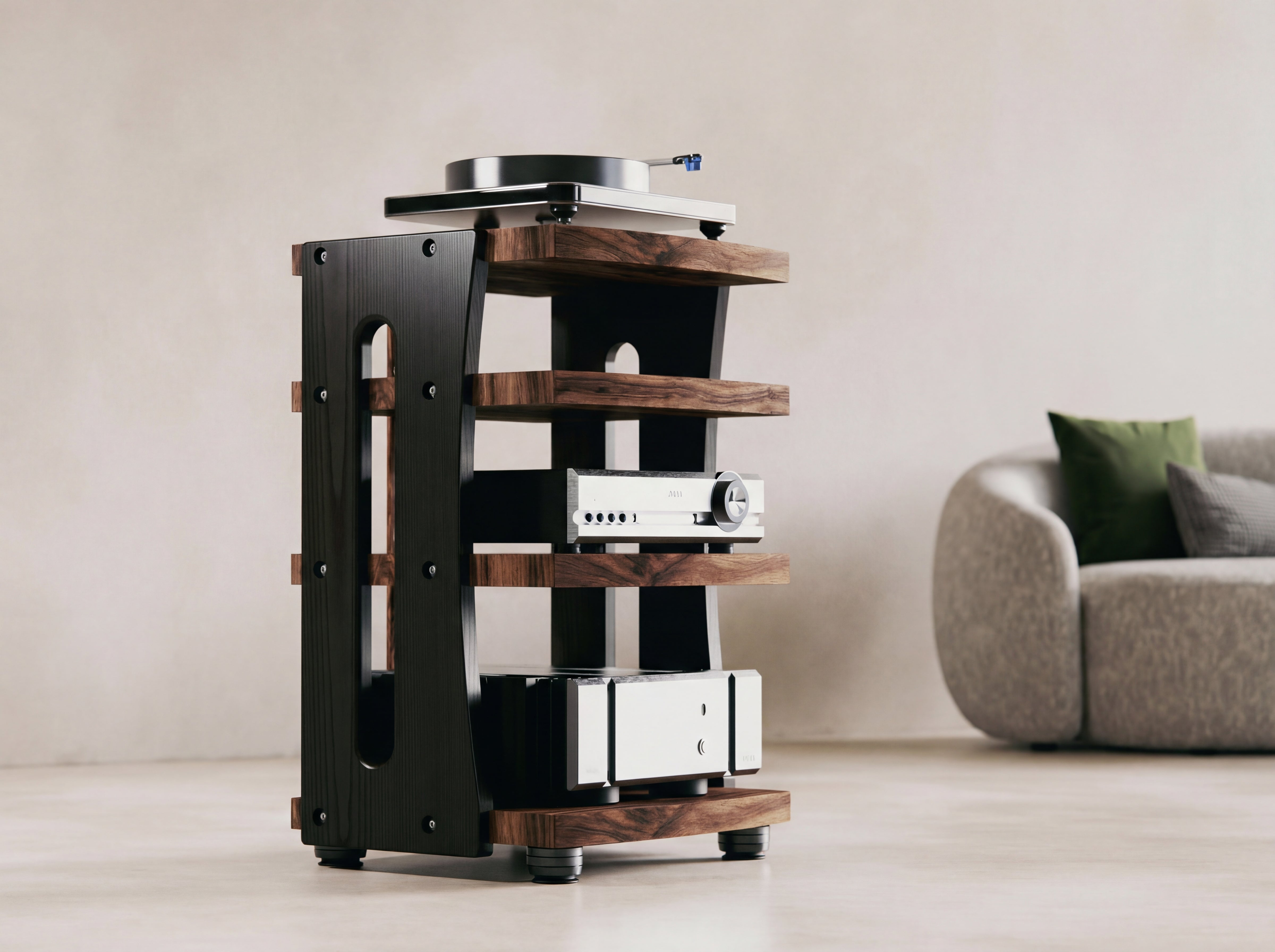 CONTOUR Audio Rack - Walnut with Black Ash Sides – Deep Lake Audio