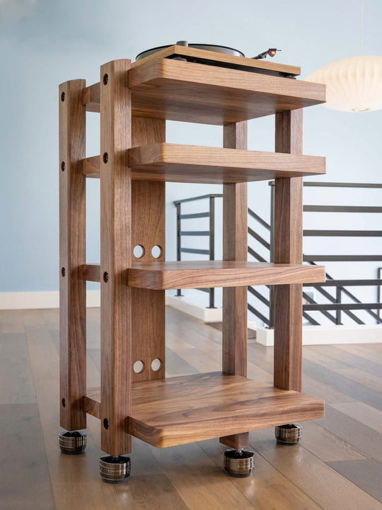 ECHELON HD Audio Rack in Walnut with IsoAcoustic GAIA-TITAN Feet