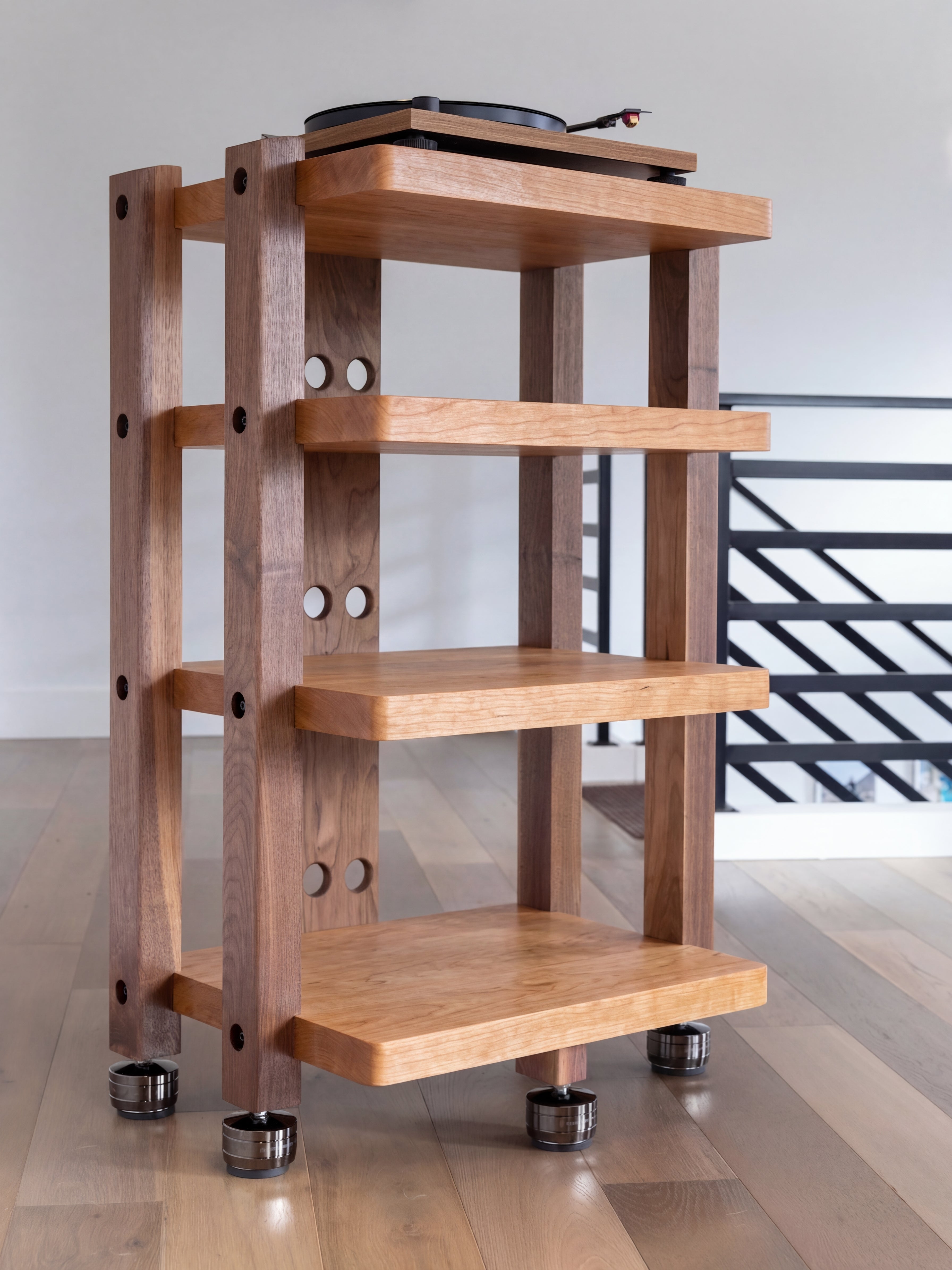 ECHELON HD Audio Rack – Cherry Shelves & Walnut Legs – Deep Lake Audio