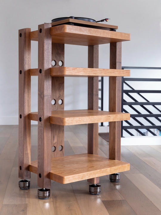 ECHELON HD Audio Rack – Cherry Shelves & Walnut Legs